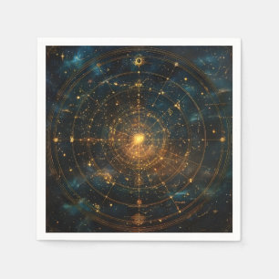 Golden Celestial Star Map (3) Serviette