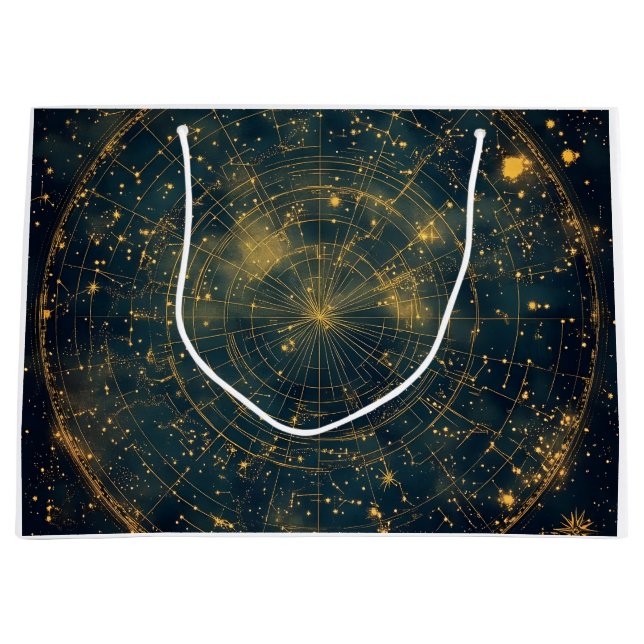 Golden Celestial Star Map (4) Große Geschenktüte (Vorderseite)