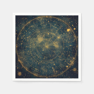Golden Celestial Star Map (4) Serviette