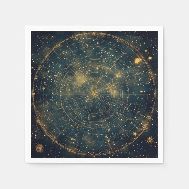 Golden Celestial Star Map (4) Serviette (Vorderseite)