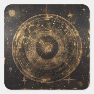 Golden Celestial Star Map (5) Quadratischer Aufkleber