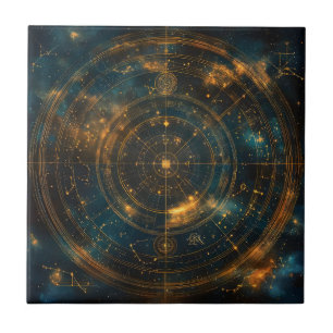 Golden Celestial Star Map Fliese