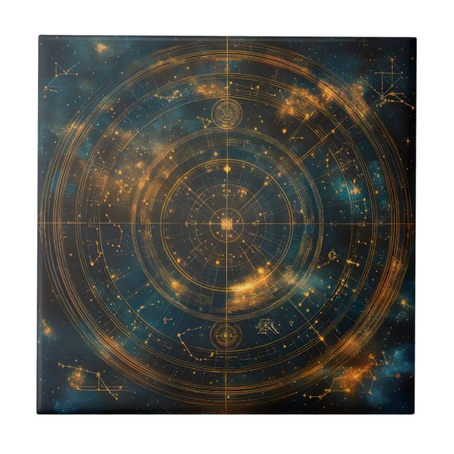 Golden Celestial Star Map Fliese (Vorderseite)
