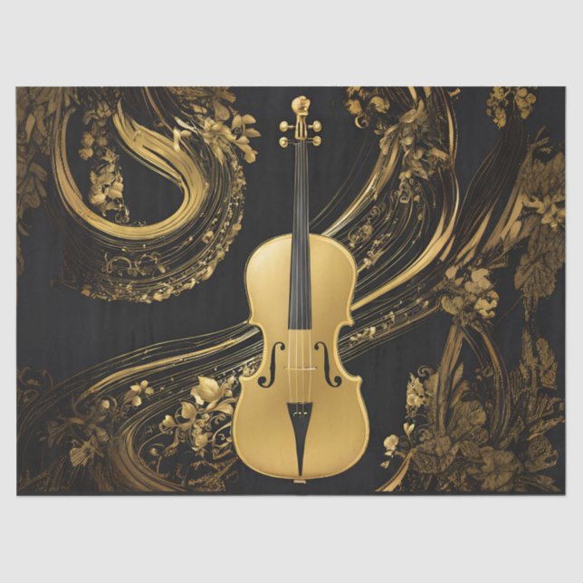 Golden Cello auf schwarz Seidenpapier (Vorderseite)