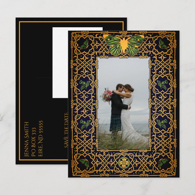 Golden Celtic Knot Ankündigung Datum freihalten Po (Vorne/Hinten)