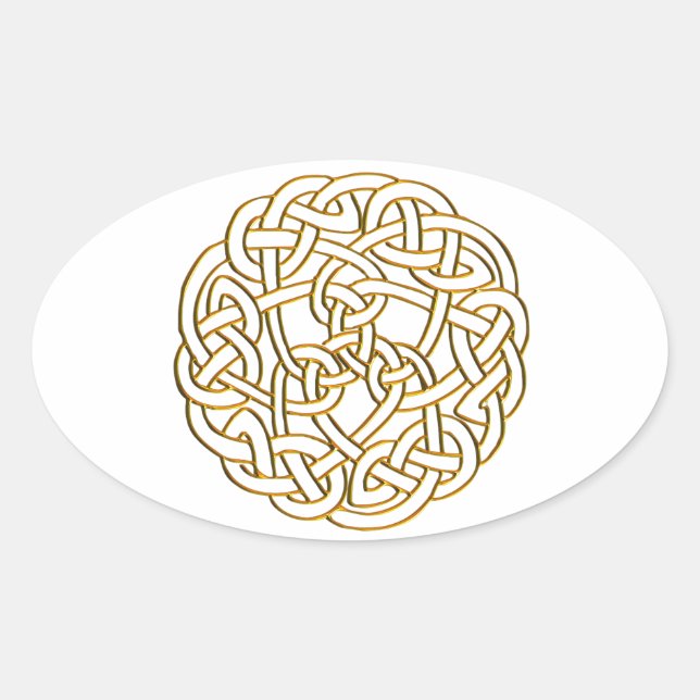 Golden Celtic Knot Ovaler Aufkleber (Vorderseite)