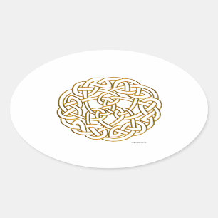 Golden Celtic Knot Ovaler Aufkleber