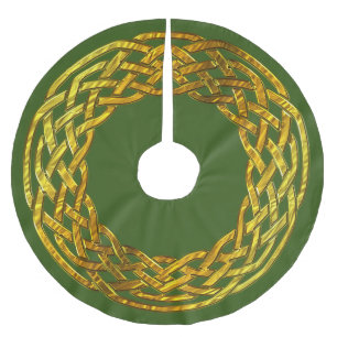 Golden Celtic Knot Tree Skirt Polyester Weihnachtsbaumdecke