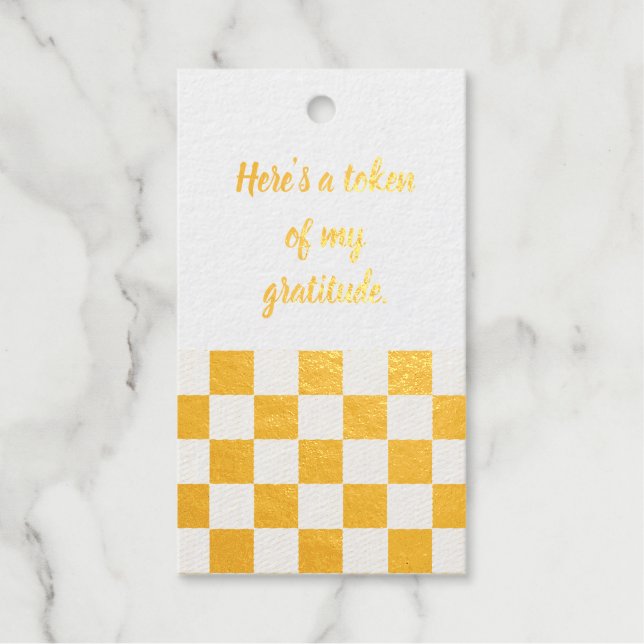 Golden Checkered “Thank You” Tag  Geschenkanhänger (Vorderseite)