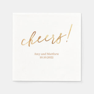 Golden Cheers Mr. & Mrs. Name Datum Weißer Hinterg Serviette
