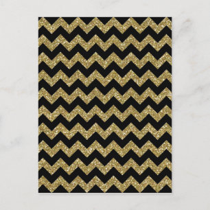 Golden Chevrons Chic Elegante Print Postkarte
