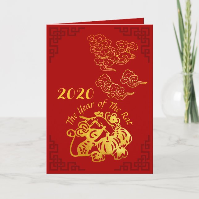 Golden Chinese Paper-cut Rat Year 2020 GC Karte (Vorderseite)