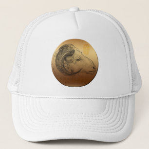 Golden Chinese Ram Year Zodiac Birthday Hat Truckerkappe