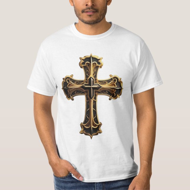 Golden Christ Cross T-Shirt (Vorderseite)