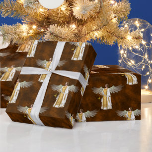 Golden Christmas Angels Geschenkpapier