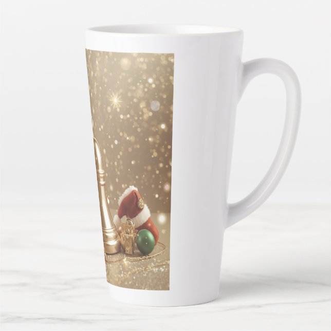 Golden Christmas Bell Latte Mug Holiday Design Milchtasse (Rechts)