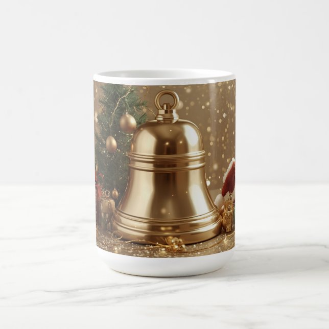 Golden Christmas Bell Mug – Festive Holiday Tree Kaffeetasse (Mittel)