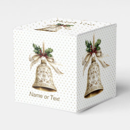 Golden Christmas Bell Shiny Stars Grüne Blätter Geschenkschachtel