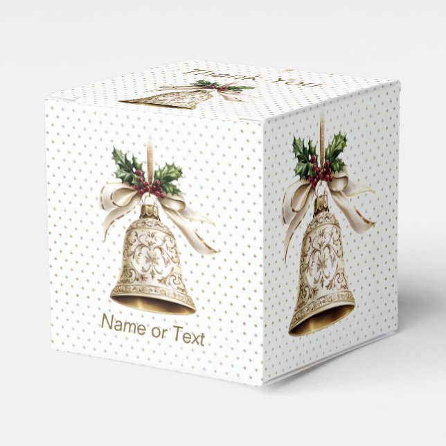 Golden Christmas Bell Shiny Stars Grüne Blätter Geschenkschachtel (Vorderseite)