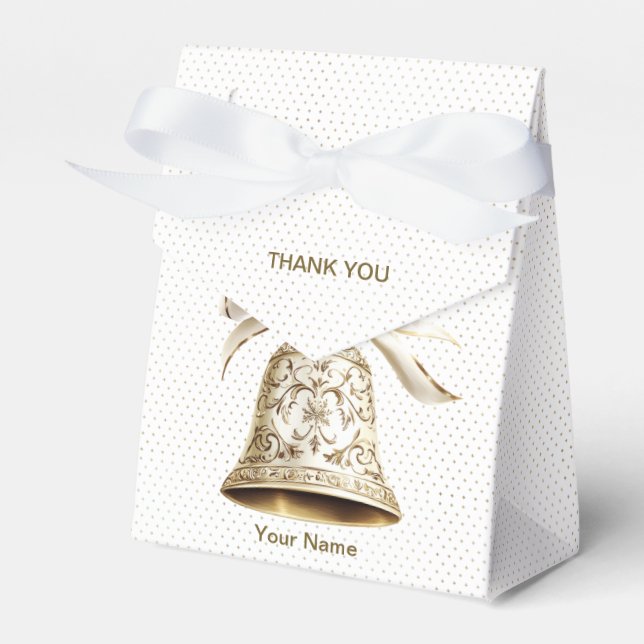 Golden Christmas Bell Shiny Stars Grüne Blätter Geschenkschachtel (Vorderseite)