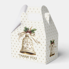 Golden Christmas Bell Shiny Stars Grüne Blätter Geschenkschachtel