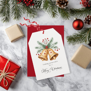 Golden Christmas Bells Elegantes Personalisiertes Feiertagskarte
