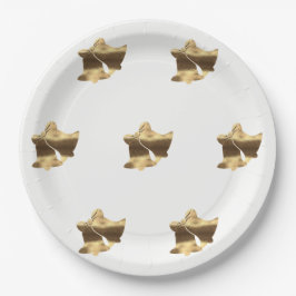 Golden Christmas Bells White Gold Muster Elegante Pappteller