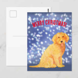 Golden Christmas Doodle Postcard Postkarte