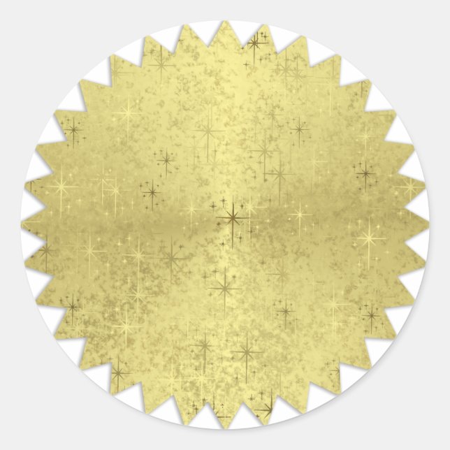 Golden Christmas Holiday Stars Zig Zag Edge Runder Aufkleber (Vorderseite)