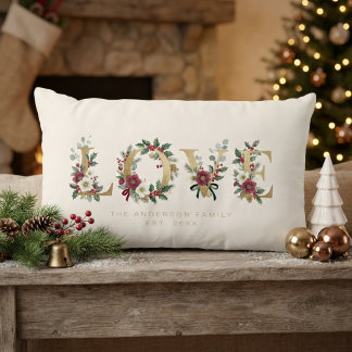 Golden Christmas LOVE Stechpalme und Grün MH26 Lendenkissen