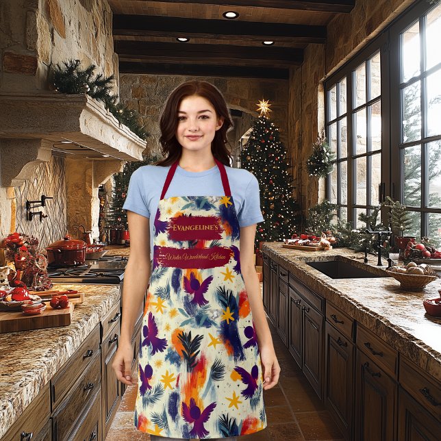 Golden Christmas mit Engeln und Sternen - Elegant Schürze (Von Creator hochgeladen)