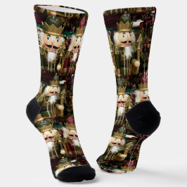 Golden Christmas Nutcracker Soldiers Socken