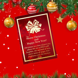 Golden Christmas Ribbon Foil Card Folien Feiertagskarte