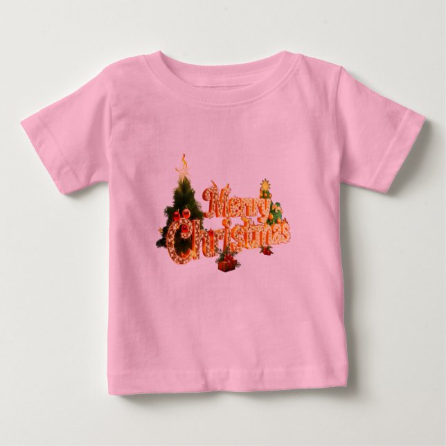 Golden Christmas Sparkle - Festlicher Baum Baby T-shirt (Vorderseite)
