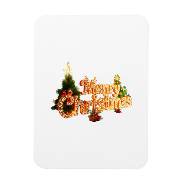 Golden Christmas Sparkle - Festlicher Baum Magnet (Vertikal)