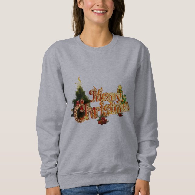 Golden Christmas Sparkle - Festlicher Baum Sweatshirt (Vorderseite)