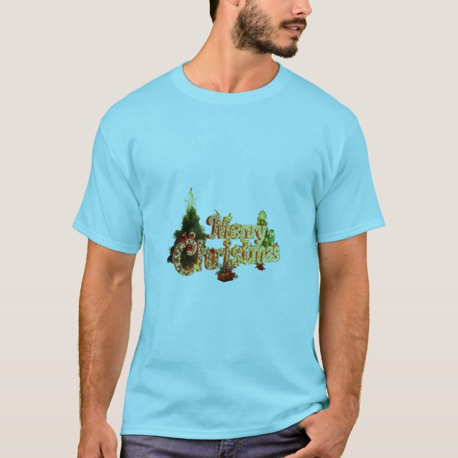 Golden Christmas Sparkle - Festlicher Baum T-Shirt (Vorderseite)