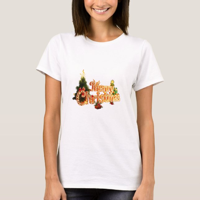 Golden Christmas Sparkle - Festlicher Baum T-Shirt (Vorderseite)