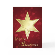 Golden Christmas Star Red Bokeh