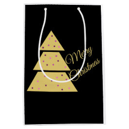 Golden Christmas Tree Gift Bag Mittlere Geschenktüte
