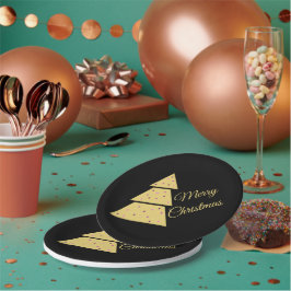 Golden Christmas Tree Paper Plate Pappteller