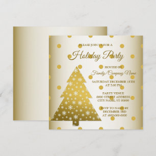 Golden Christmas Tree Punkte Holidays Party Einladung
