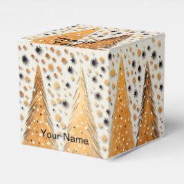 Golden Christmas Trees Shiny Snowflakes Holidays Geschenkschachtel