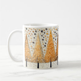 Golden Christmas Trees Shiny Snowflakes Holidays Kaffeetasse