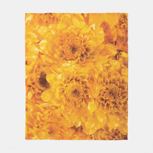 Golden Chrysanthemum Bouquet Blanket Fleecedecke (Vorderseite)