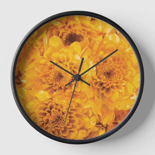 Golden Chrysanthemum Bouquet Uhr (Vorderseite)