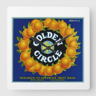 Golden Circle Orange Quadratische Wanduhr