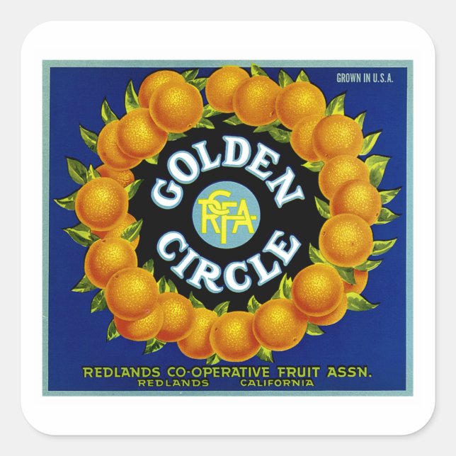 Golden Circle Orange Quadratischer Aufkleber (Vorderseite)