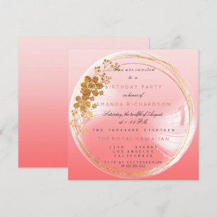 Golden Circle Pfirsich-Blase-Birthday-Ombre Einladung