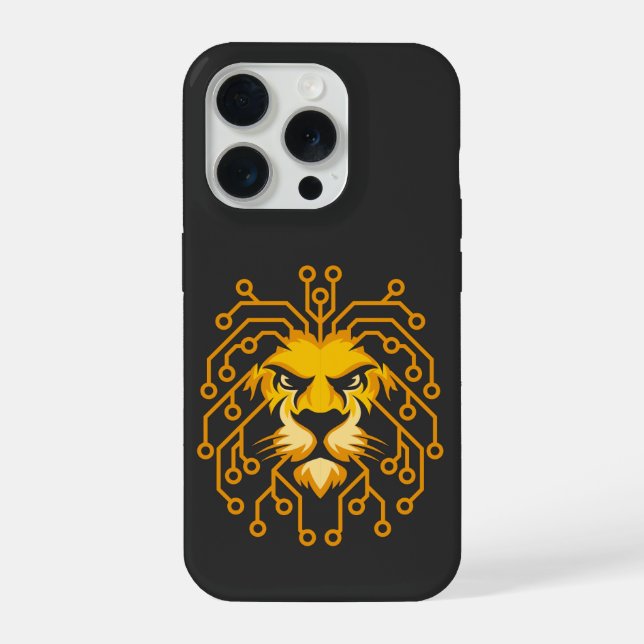 Golden Circuit Lion iPhone 15 Case Hülle (Rückseite)